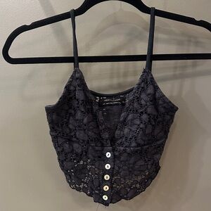 Urban outfitters Navy Lace Button-Up Women's Top